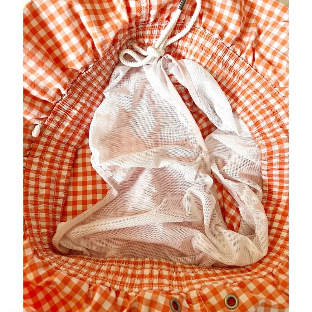 Polo RL orange gingham swim trunks sz XXL